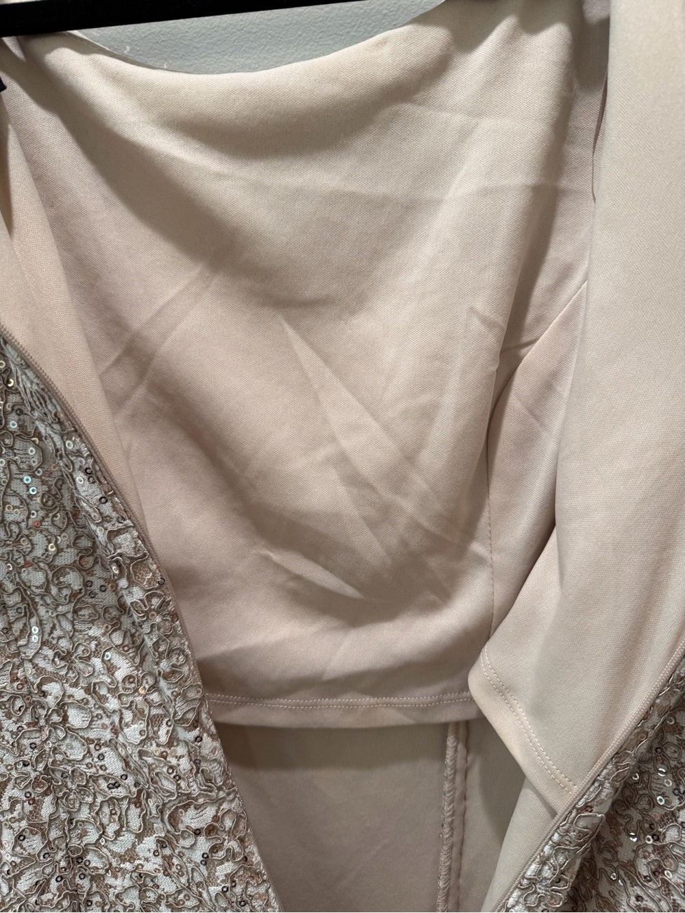 Alex Evenings Size 6 Champagne Gold Sequin Lace Maxi Dress Gown - Picture 7 of 7